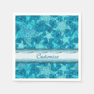 Aqua Blue Starfish Pattern Napkins Servetten