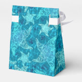 Aqua Blue Starfish Pattern Tent Favor Box Bedankdoosjes (Achterkant)