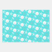 Aqua Blue Starfish Sand Dollar Kerstmis Inpakpapier Vel (Voorkant)