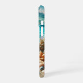 Aqua Blue Starfish Seashells Ocean Beach iPhone 16 Hoesje (Linkerkant)