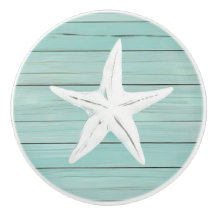 Aqua Blue Starfish Zee Star Faux Wood Lade knop