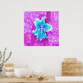 Aqua Blue Stargazer Lily op Paars Poster (Keuken)