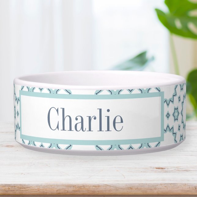 Aqua Blue Stars Dog Bowl Voerbakje (Creator heeft geüpload)