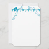 Aqua Blue Stippen Bunting Pennant bruiloft uitnodi Kaart (Achterkant)