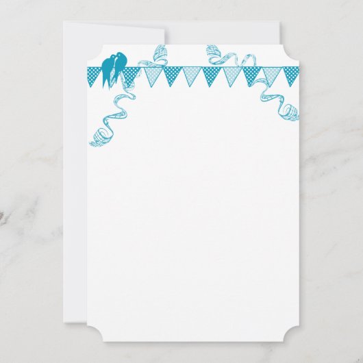 Aqua Blue Stippen Bunting Pennant bruiloft uitnodi Kaart (Achterkant)