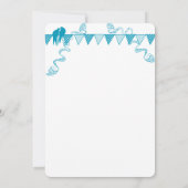 Aqua Blue Stippen Bunting Pennant bruiloft uitnodi Kaart (Achterkant)