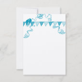 Aqua Blue Stippen Love Bird Bunting Wedding RSVP Kaart (Achterkant)
