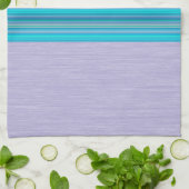 Aqua Blue Striped Pattern op Silver Grey Theedoek (Gevouwen)