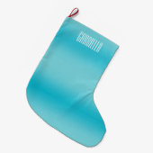 Aqua Blue Stripes - Aangepast Grote Kerstsok (Voorkant (Hangend))