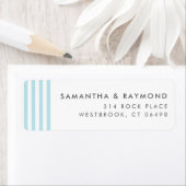 Aqua Blue Stripes Coastal Return Address Etiket (Insitu)