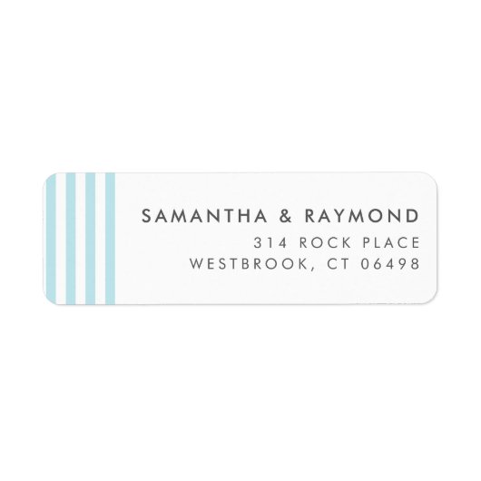 Aqua Blue Stripes Coastal Return Address Etiket (Voorkant)