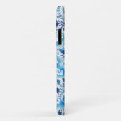 Aqua Blue  Style Floral Art Phone Case (Achterkant/rechts)