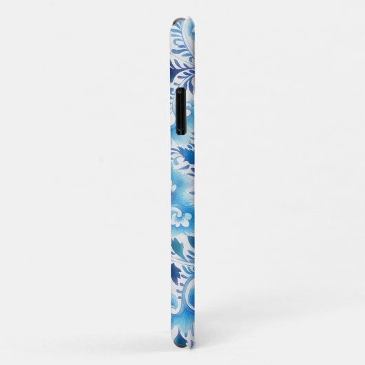 Aqua Blue  Style Floral Art Phone Case (Achterkant/rechts)
