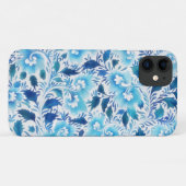 Aqua Blue  Style Floral Art Phone Case (Achterkant (horizontaal))