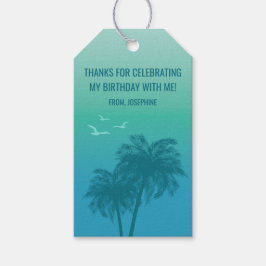 Aqua Blue Summer Sky Palm Trees Birthday Thank You Cadeaulabel
