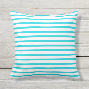 Aqua Blue Summer Stripes OutdoorKussens Buitenkussen