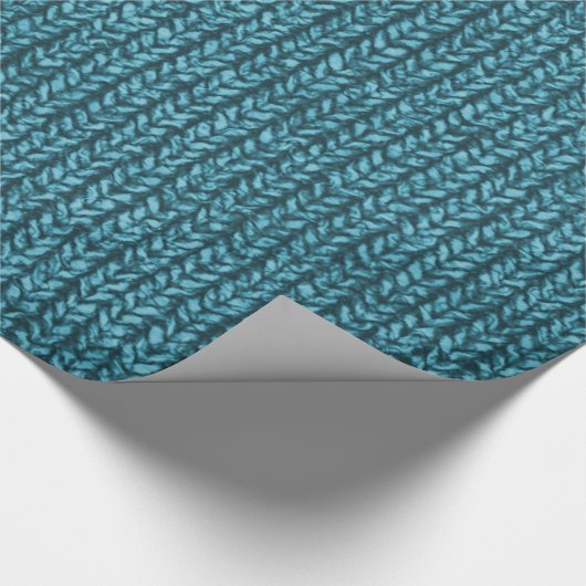 Aqua Blue Sweater Knit Texture Cadeaupapier (Hoek)