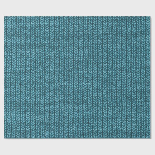Aqua Blue Sweater Knit Texture Cadeaupapier (Vlak)