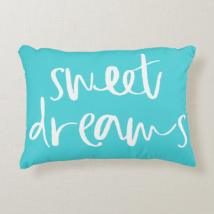 Aqua Blue Sweet Dreams Hand Lettering Kussen