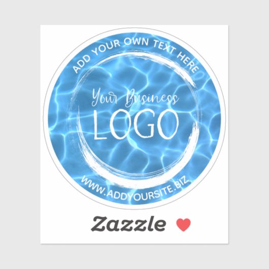 Aqua Blue Swimming Pool Business Logo Circle Sticker (Vel)