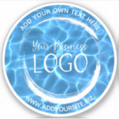 Aqua Blue Swimming Pool Business Logo Circle Sticker (Voorkant)