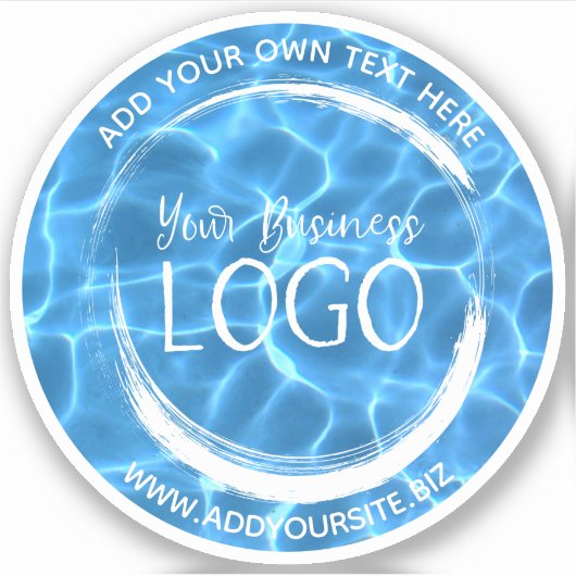 Aqua Blue Swimming Pool Business Logo Circle Sticker (Voorkant)
