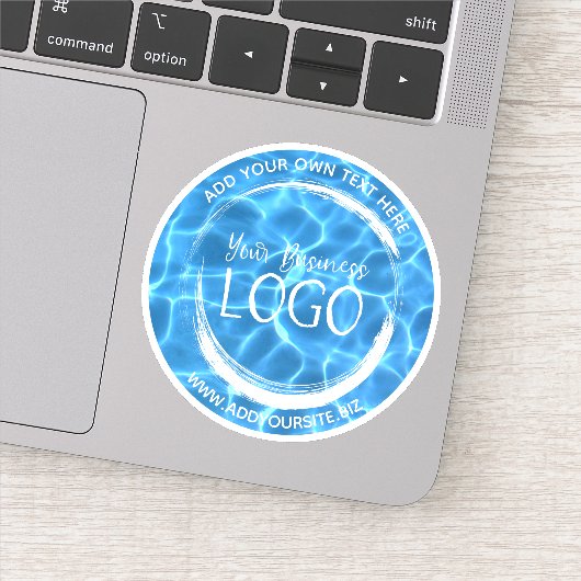 Aqua Blue Swimming Pool Business Logo Circle Sticker (Detail)