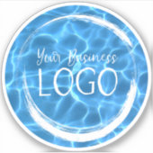 Aqua Blue Swimming Pool Business Logo Circle Sticker (Voorkant)