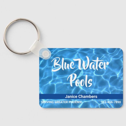 Aqua Blue Swimming Pool Cleaning Service Sleutelhanger (Achterkant)