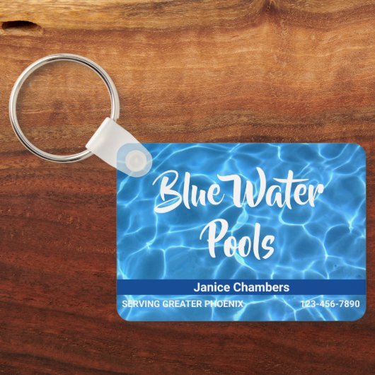Aqua Blue Swimming Pool Cleaning Service Sleutelhanger (Achterkant)