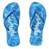 Aqua Blue Swimming Pool Foto gepersonaliseerd Teenslippers (Voetbed)