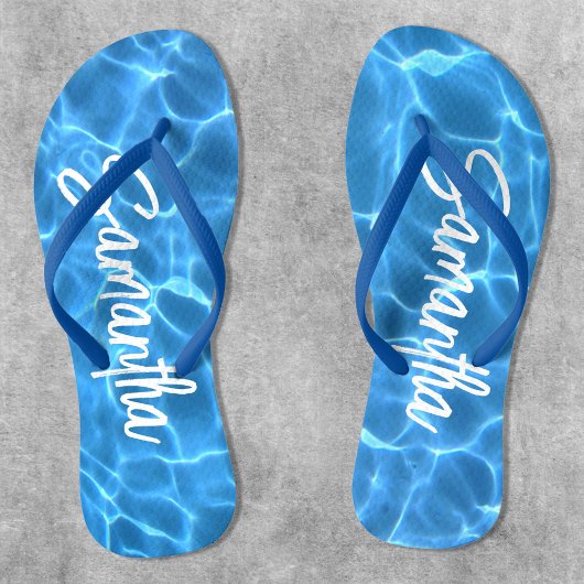Aqua Blue Swimming Pool Foto gepersonaliseerd Teenslippers