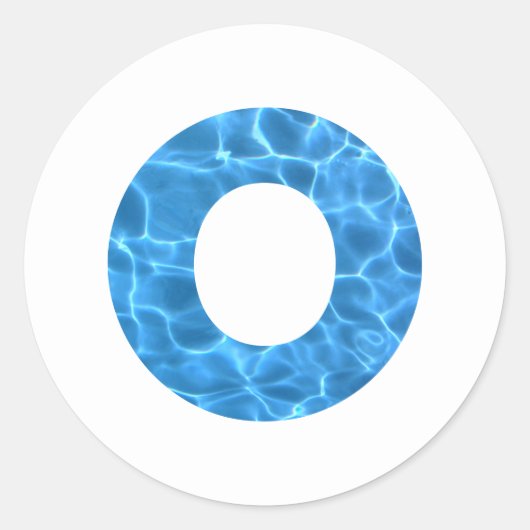Aqua Blue Swimming Pool Foto Monogram O Ronde Sticker (Voorkant)