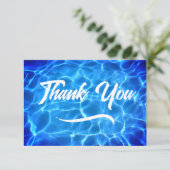 Aqua Blue Swimming Pool Modern Calligrafie Bedankkaart (Staand voorkant)