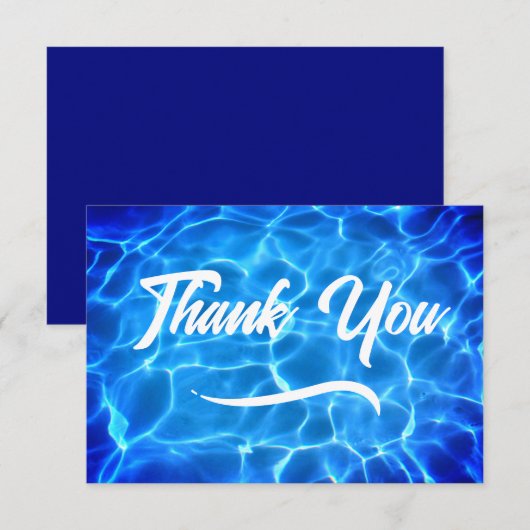 Aqua Blue Swimming Pool Modern Calligrafie Bedankkaart (Voorkant / Achterkant)