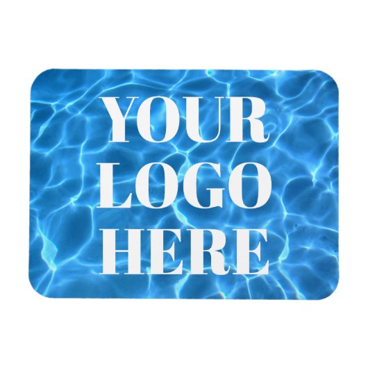 Aqua Blue Swimming Pool Photo for Your Logo Magneet (Horizontaal)