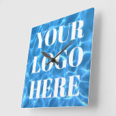 Aqua Blue Swimming Pool Photo for Your Logo Vierkante Klok (Hoek)