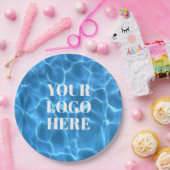 Aqua Blue Swimming Pool Photo Logo Papieren Bordje (Feest)