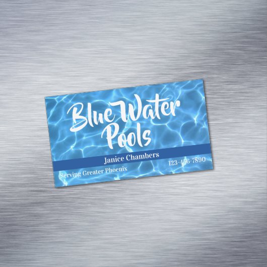 Aqua Blue Swimming Pool Photo Magnetisch Visitekaartje (Voorbeeld)