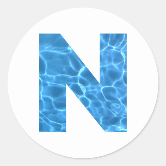 Aqua Blue Swimming Pool Photo Monogram N Ronde Sticker (Voorkant)