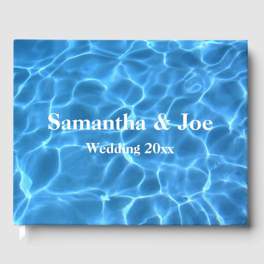 Aqua Blue Swimming Pool Photo Personalized Weddens Gastenboek (Voorkant)