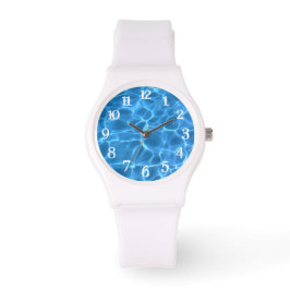 Aqua Blue Swimming Pool Photo White Splash Numbers Horloge