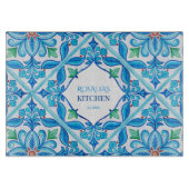 Aqua Blue Talavera geschenken monogrammed aangepas Snijplank (Voorkant)
