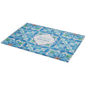 Aqua Blue Talavera geschenken monogrammed aangepas Snijplank (Hoek)