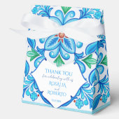 Aqua Blue Talavera tegels monogrammen bruiloft Bedankdoosjes (Voorkant)