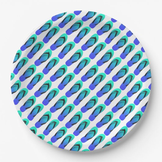 Aqua Blue Teenslippers Papieren Bordje (Voorkant)