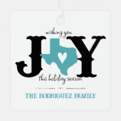 Aqua Blue Texas JOY Fotovakantie Metalen Ornament (Voorkant)