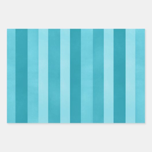 Aqua Blue Textured Stripes Pattern Inpakpapier Vel (Voorkant 3)