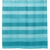 Aqua Blue Textured Stripes Pattern Modern Douchegordijn (Voorkant)