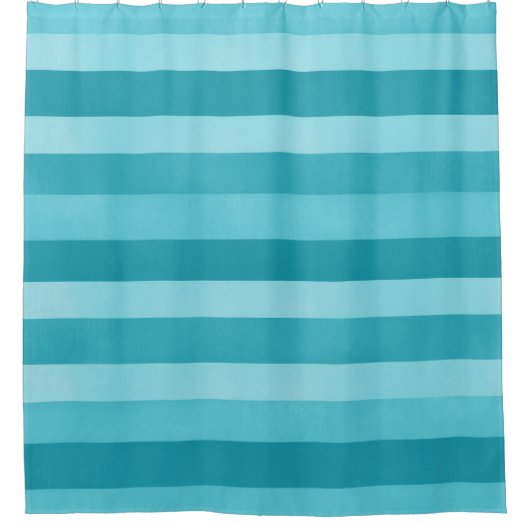 Aqua Blue Textured Stripes Pattern Modern Douchegordijn (Voorkant)